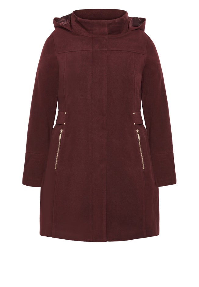 Faux Wool Plain Coat image number null