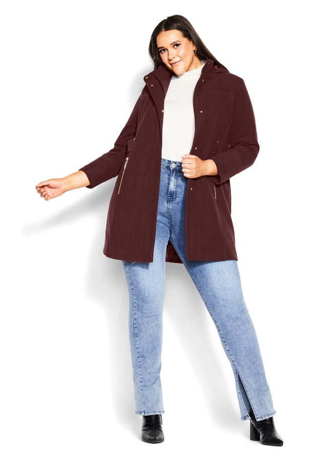 Faux Wool Plain Coat image number null