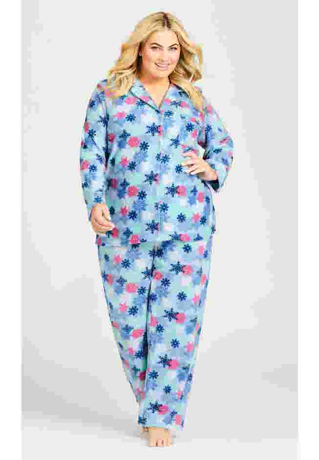 Snowflake Button Fleece Sleep Top image number 3
