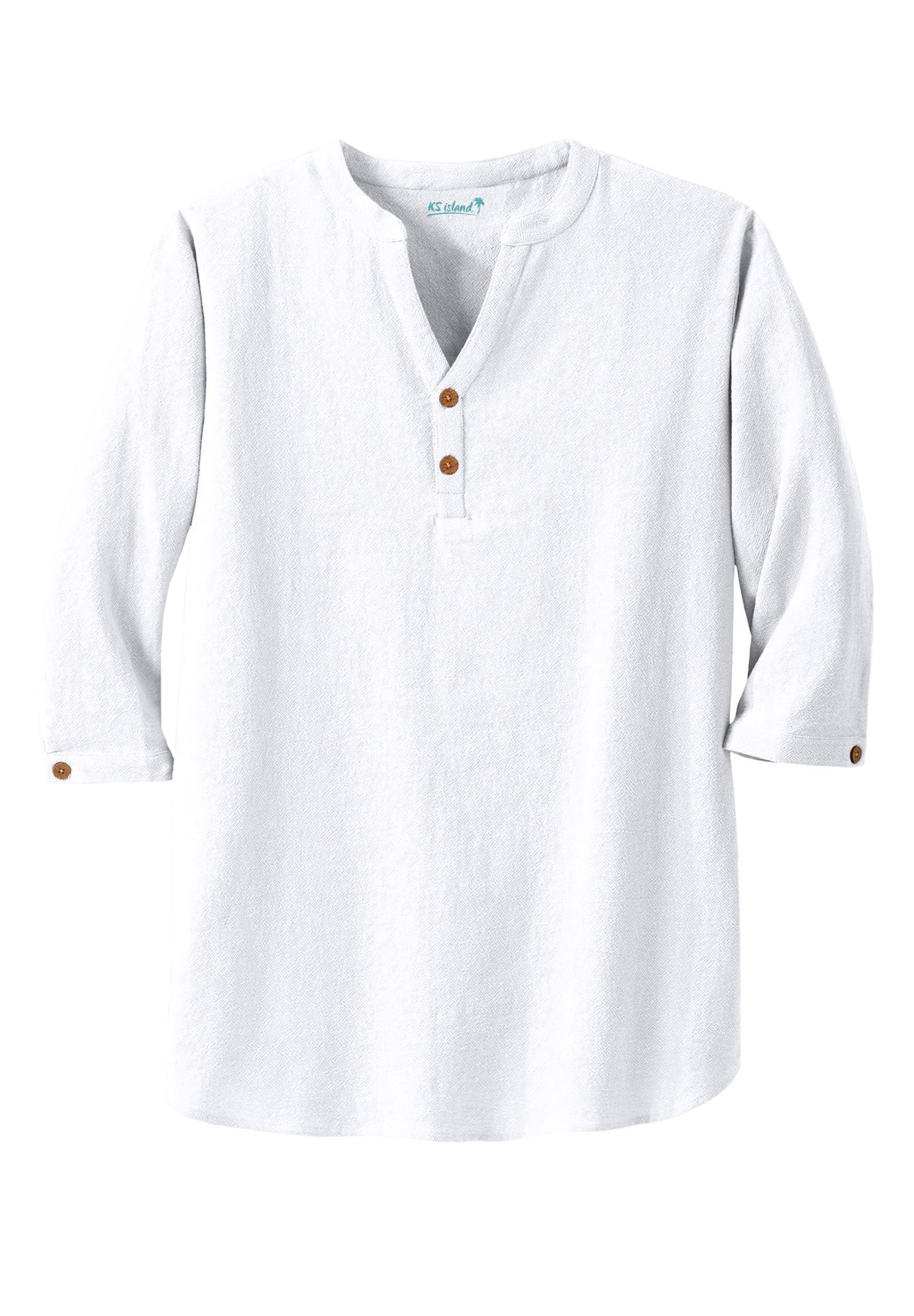 Gauze Mandarin Collar 3/4 Sleeve Shirt image number 1