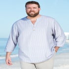 Gauze Mandarin Collar 3/4 Sleeve Shirt image number null