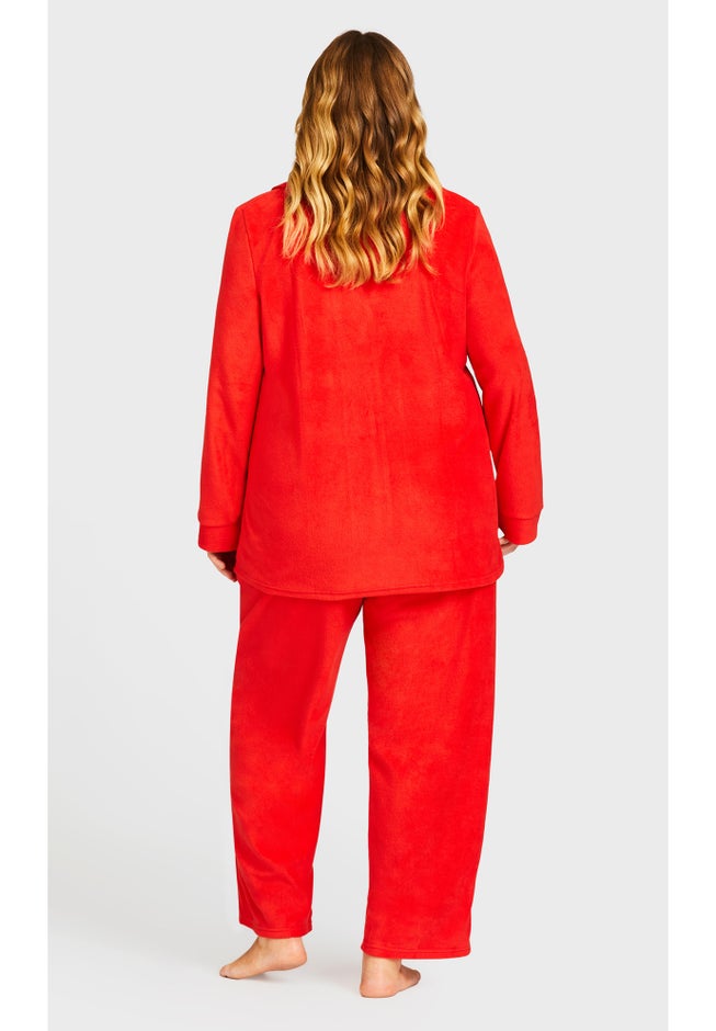 Plain Button Fleece Sleep Top image number 4