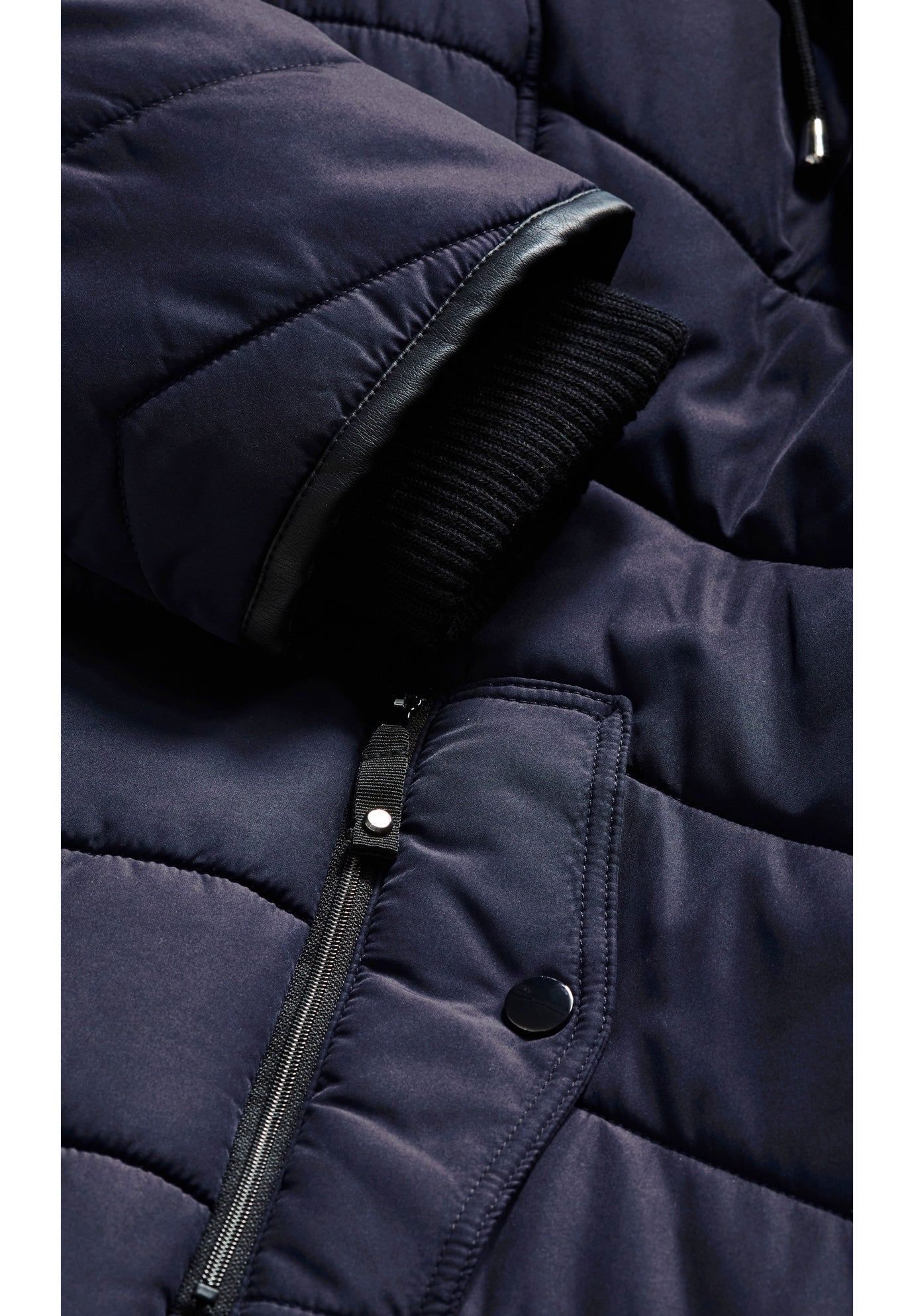 Chevron Faux Fur Hood Long Puffer Coat image number 8