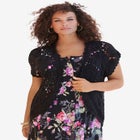 Plus Size Scallop Trim Crochet Cardigan Sweater image number null