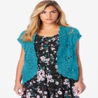 Plus Size Scallop Trim Crochet Cardigan Sweater image number null