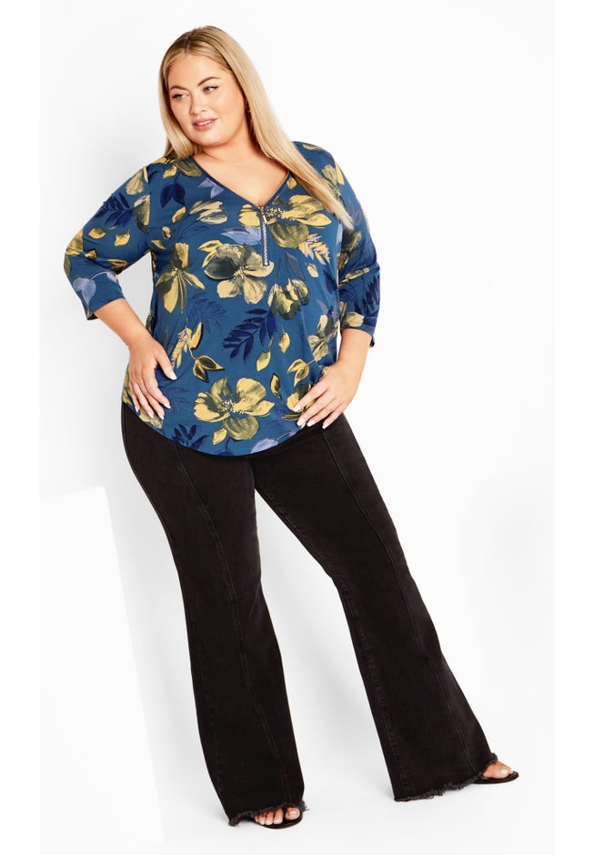 Top Fiona Zip Print image number 1