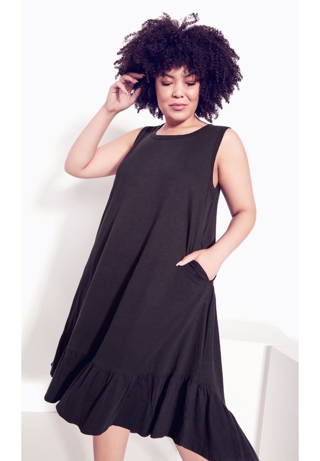 Evie Ruffle Plain Dress image number null