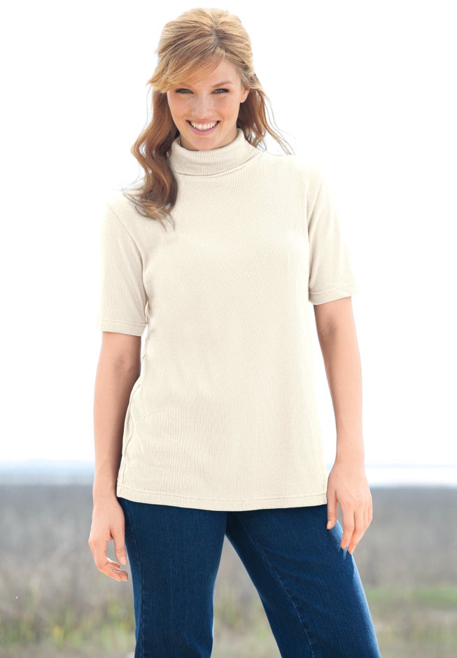 Ribbed Short Sleeve Turtleneck image number 1