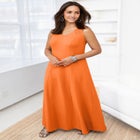 Stretch Cotton Crochet-Back Maxi Dress image number null