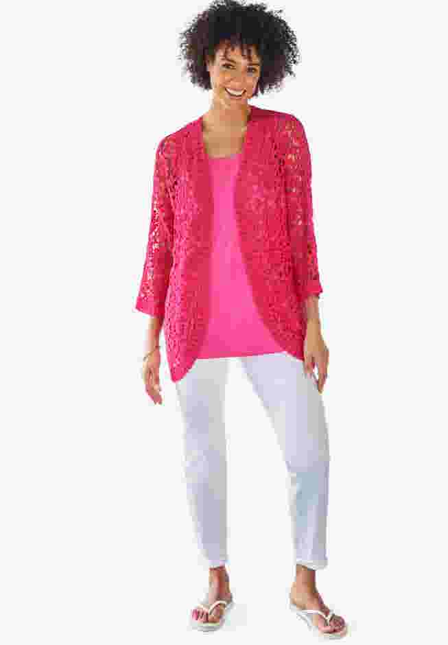 Womens Plus-Size Stretch-Denim Slim-Leg Five-Pocket Jeans image number 6