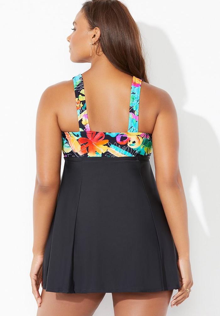 Tie Front V-Neck Swimdress image number 1