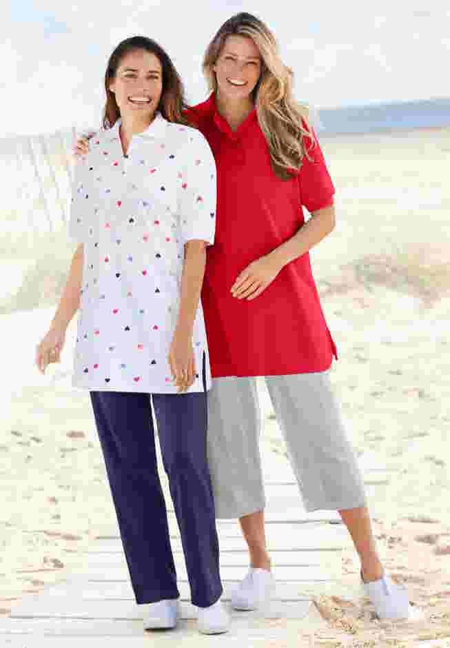 Elbow-Sleeve Polo Tunic image number 2