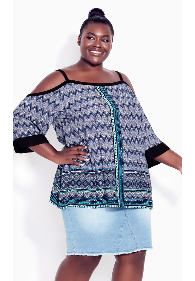 Daisy Cold Shoulder Border Top image number 3