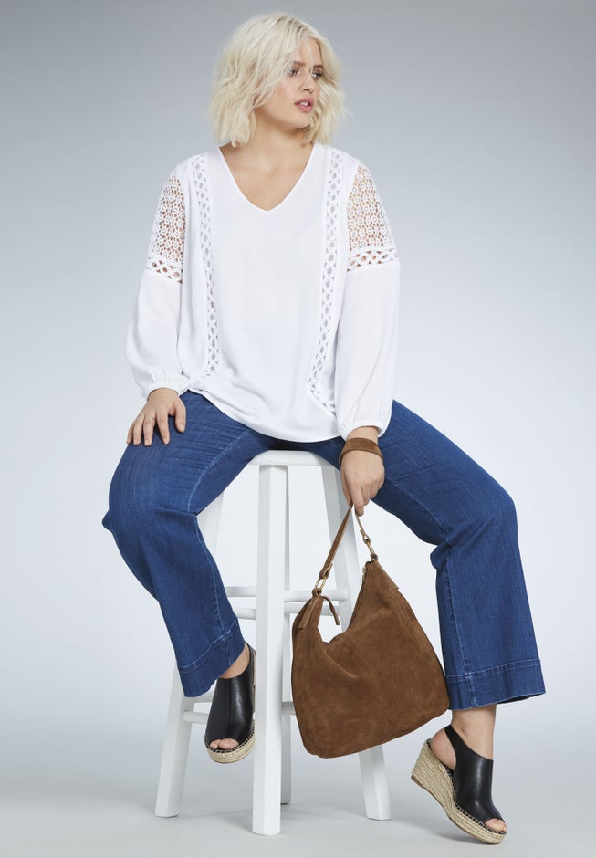 High-Waist Wide-Leg Stretch Jeans image number 4