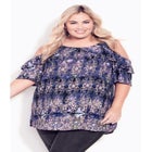 Frill Cold Shoulder Top image number null