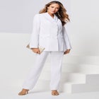 Plus Size Long Sleeve Ten-Button Shawl-Collar Pant Suit &ndash; 2-Piece Pant Set image number null