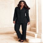 Plus Size Long Sleeve Ten-Button Shawl-Collar Pant Suit &ndash; 2-Piece Pant Set image number null