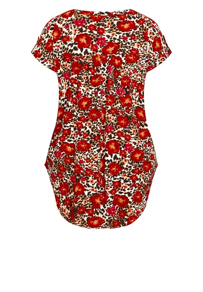 Button Pleat Print Top image number 3