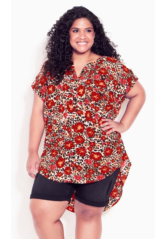 Button Pleat Print Top image number 5