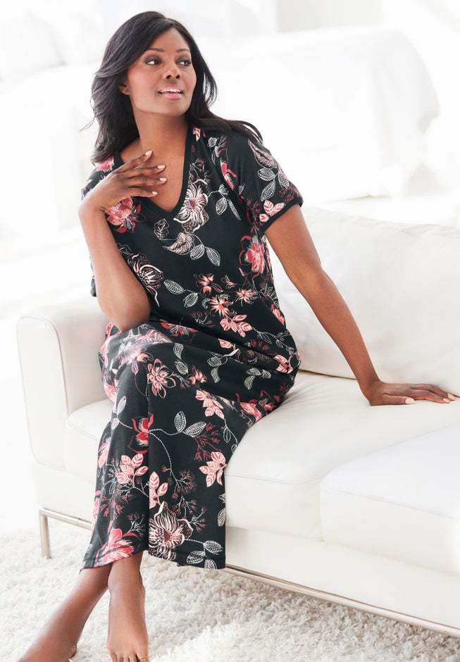 V-Neck Short Sleeve Maxi Lounger image number 6