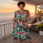 V-Neck Short Sleeve Maxi T-Shirt Lounger image number 16