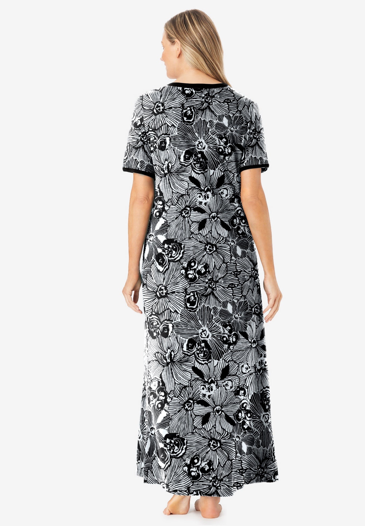 V-Neck Short Sleeve Maxi T-Shirt Lounger image number 1