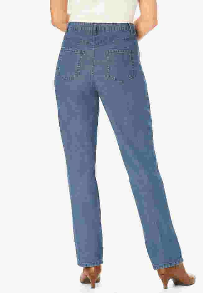 Womens Plus-Size Perfect Relaxed All-Cotton Denim Five-Pocket Jeans image number 1