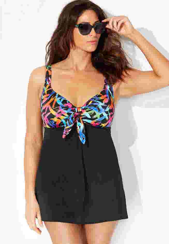 Longitude Tie Front Swimdress image number 0