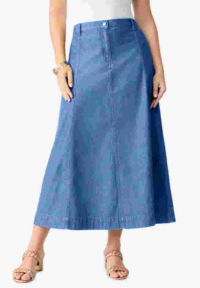 Plus Size Classic Stretch A Line Maxi Skirt image number 0