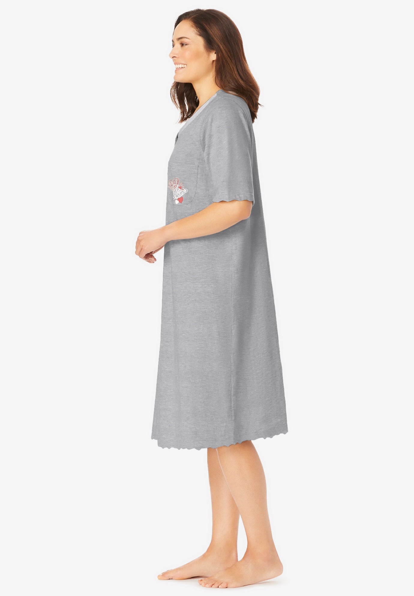 Satin Trim Cotton Sleepshirt image number 2