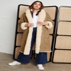 Faux Suede & Shearling Reversible Trench image number null