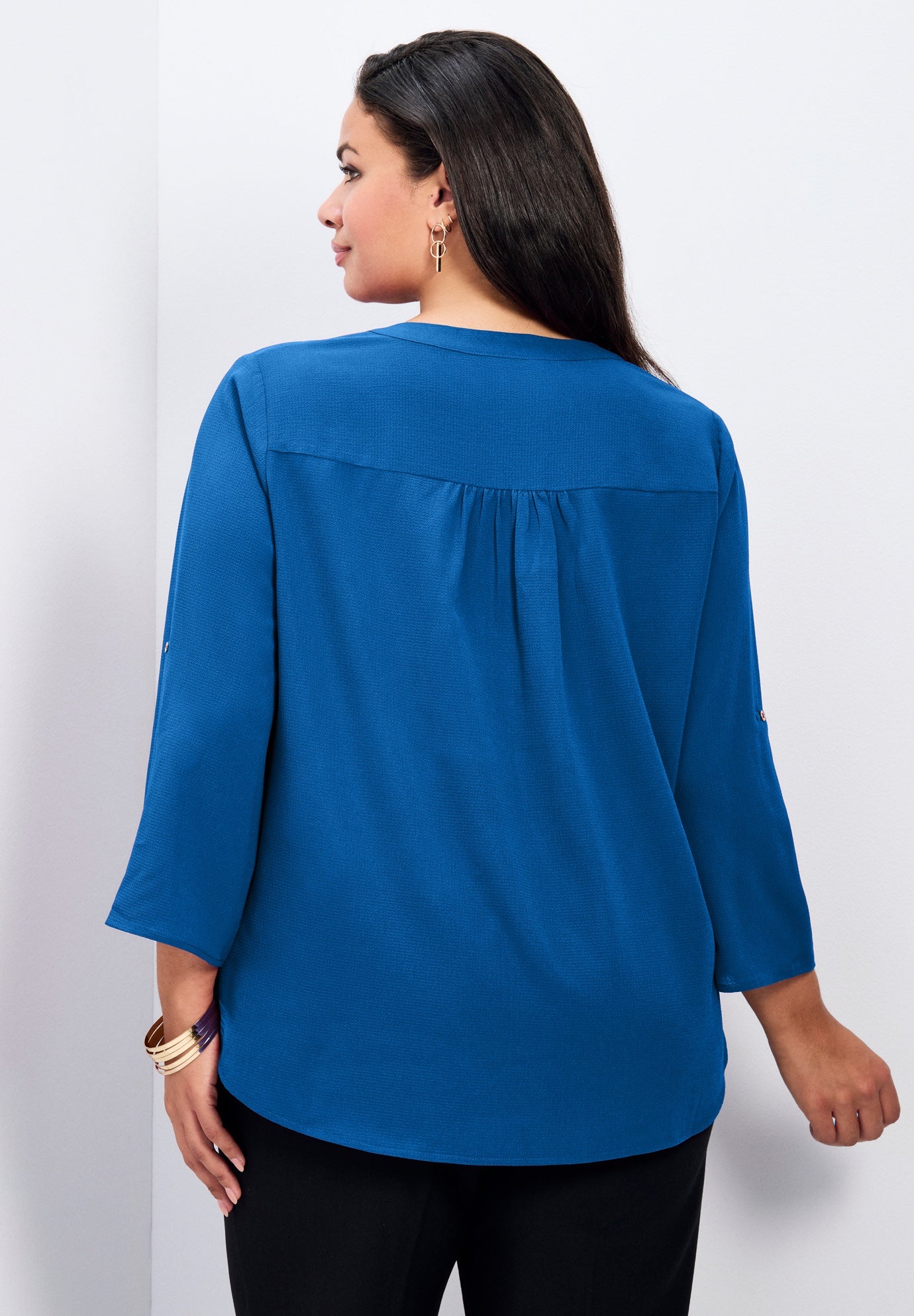 Hailey Zip Front Pintuck Blouse image number 1