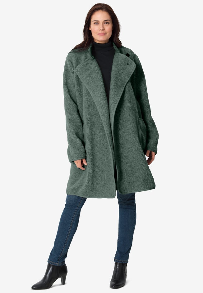Rib Knit Collar Berber Jacket image number 0