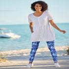 Stretch-Cotton Knit Pull-On Printed Leggings image number null