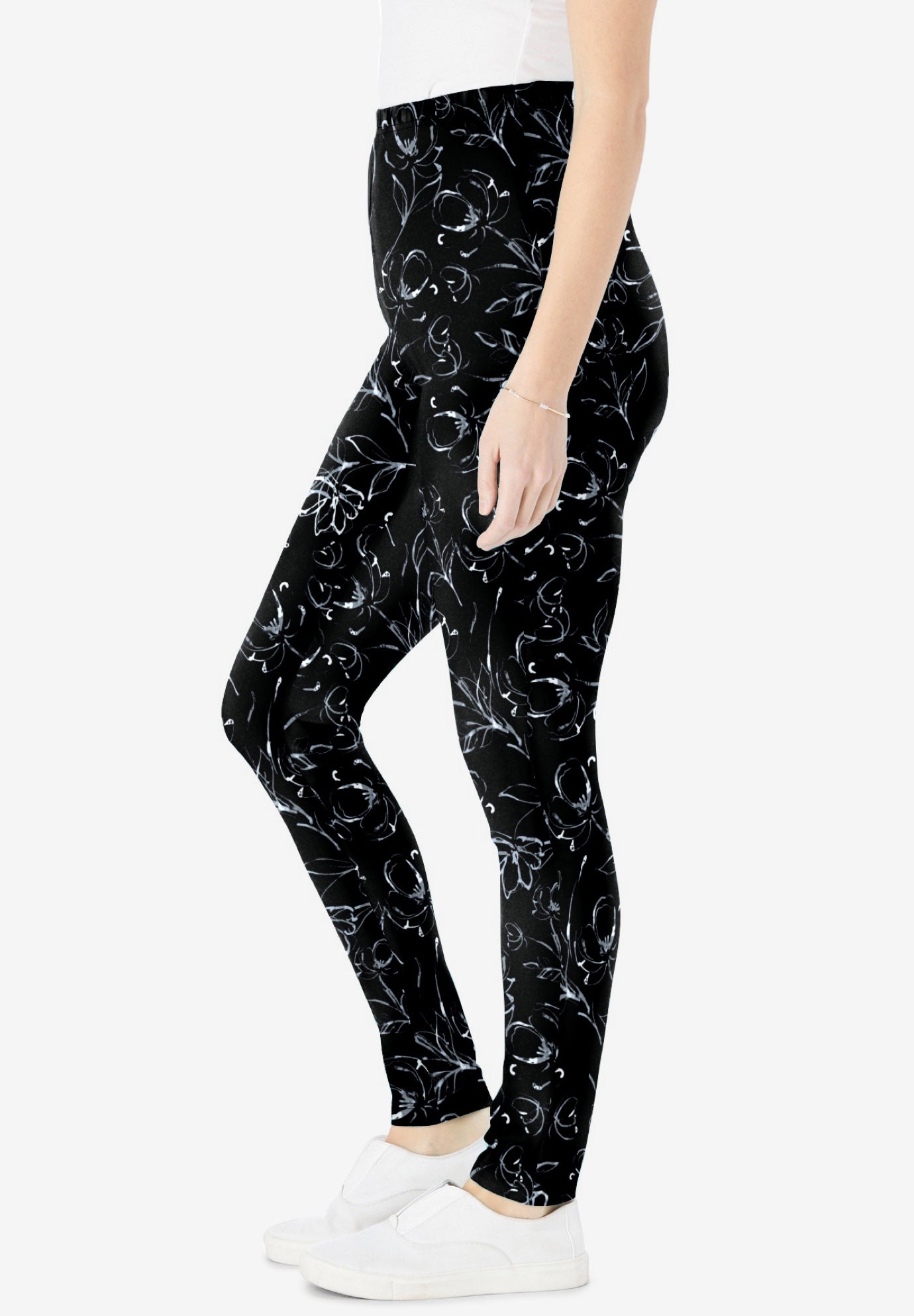 Stretch-Cotton Knit Pull-On Printed Leggings image number 3