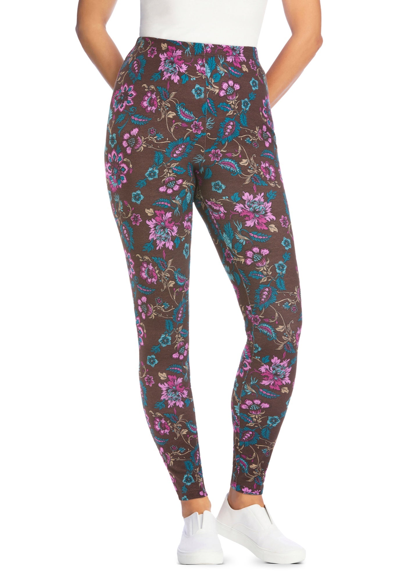 Stretch-Cotton Knit Pull-On Printed Leggings image number 0