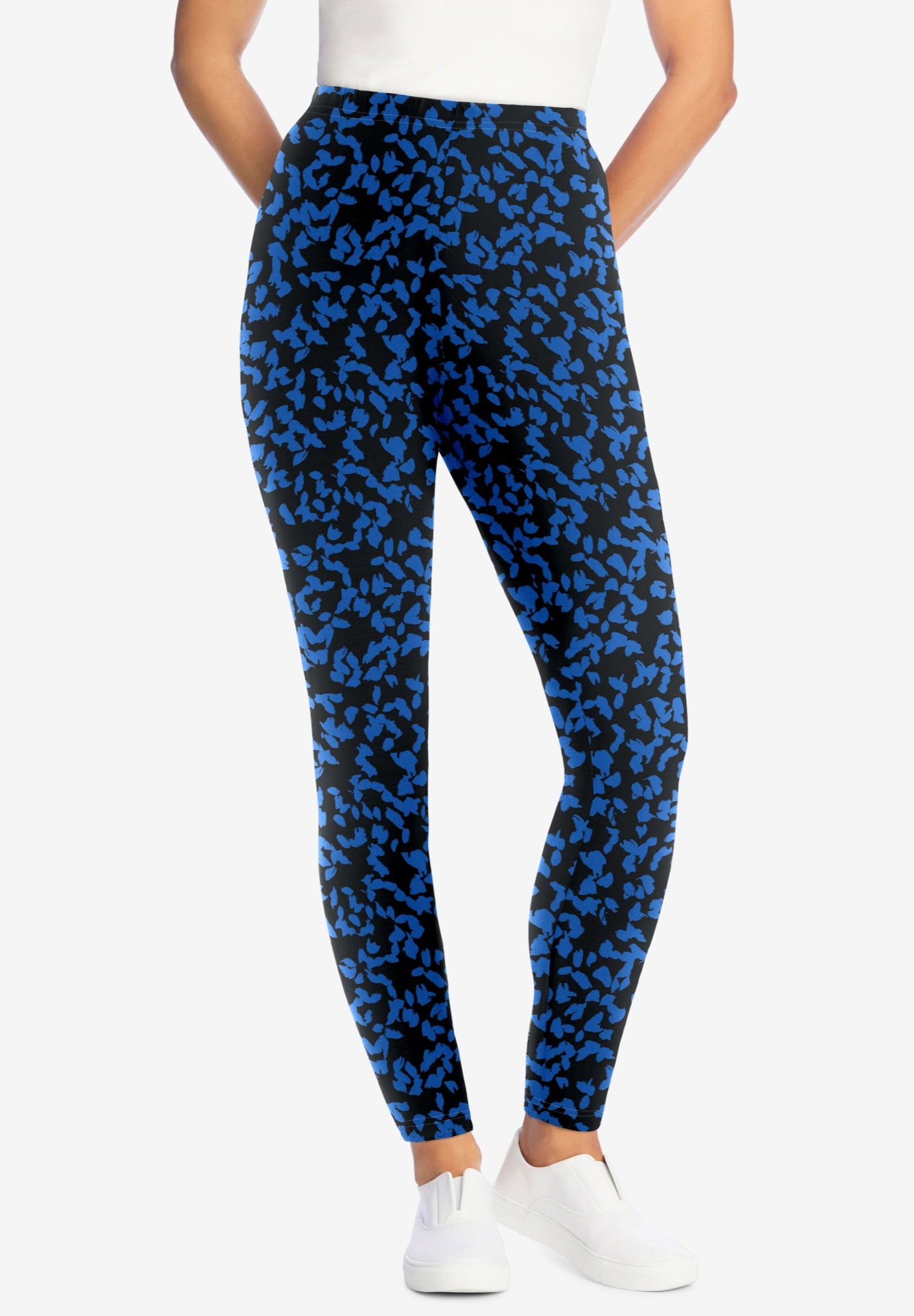 Stretch-Cotton Knit Pull-On Printed Leggings image number 0