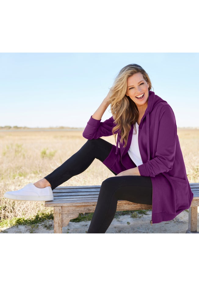 Zip Front Tunic Hoodie Jacket image number 6