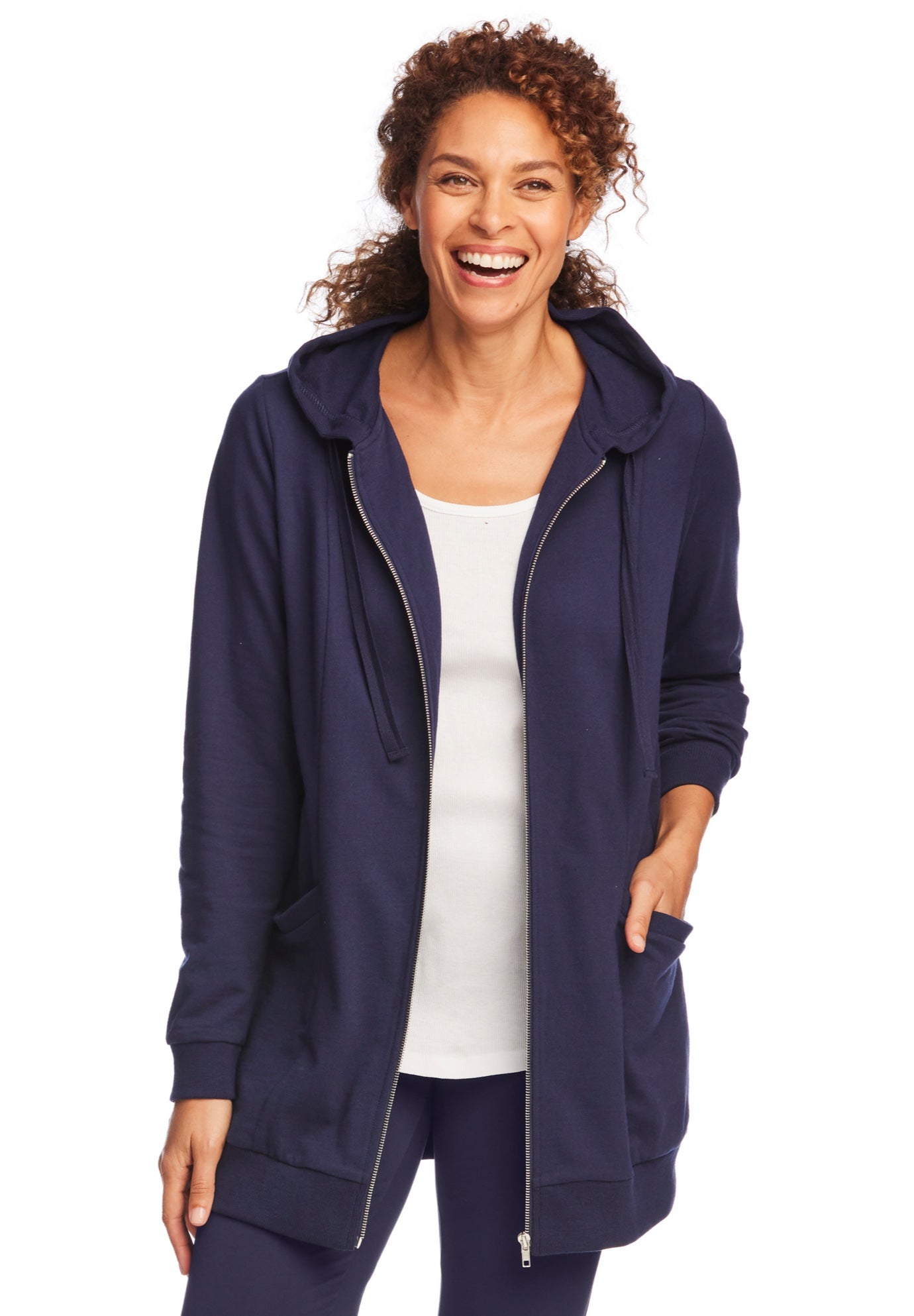 Zip Front Tunic Hoodie Jacket image number 0