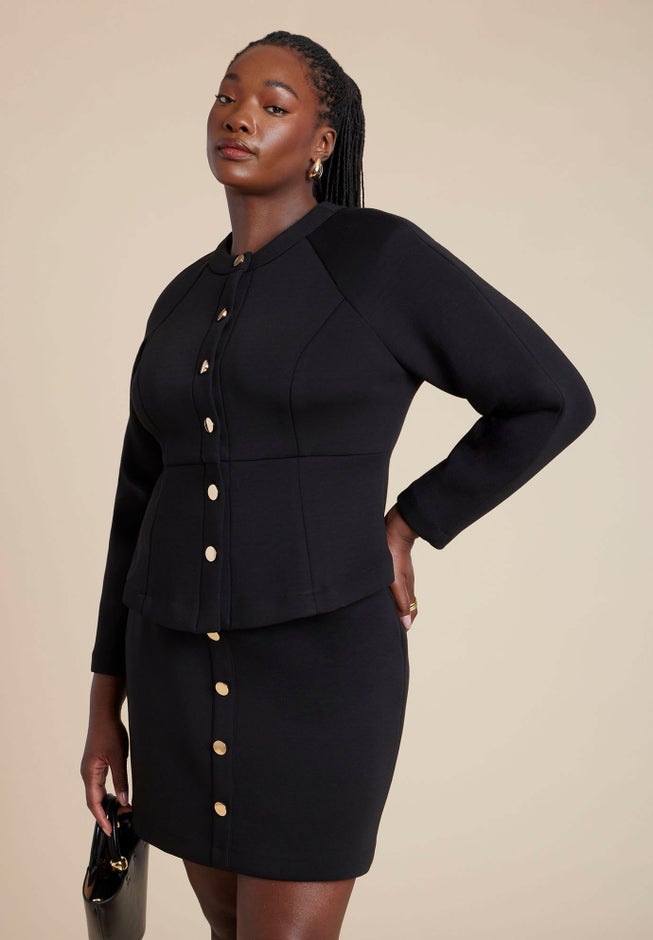 Strong Shoulder Nipped Waist Scuba Jacket image number 0