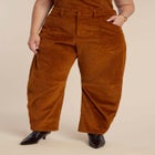 Corduroy Barrel Leg Pants image number null