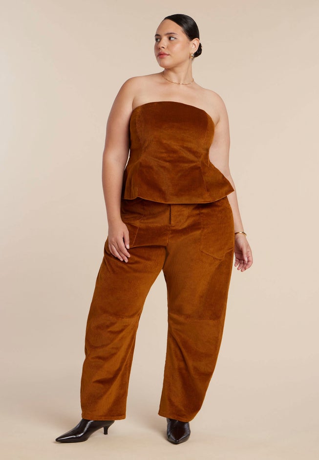 Corduroy Barrel Leg Pants image number 3