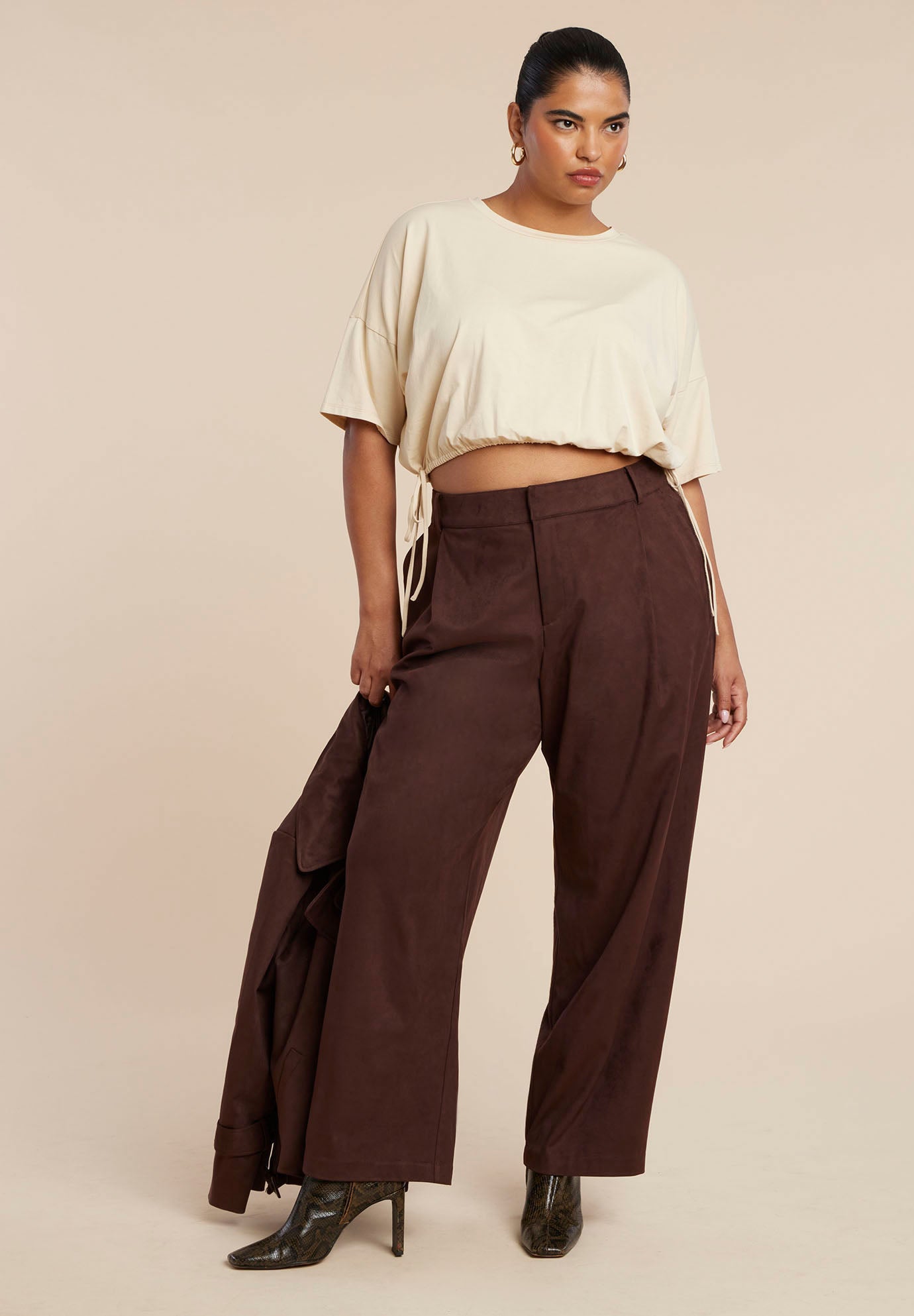 Faux Suede Wide Leg Pant image number 1