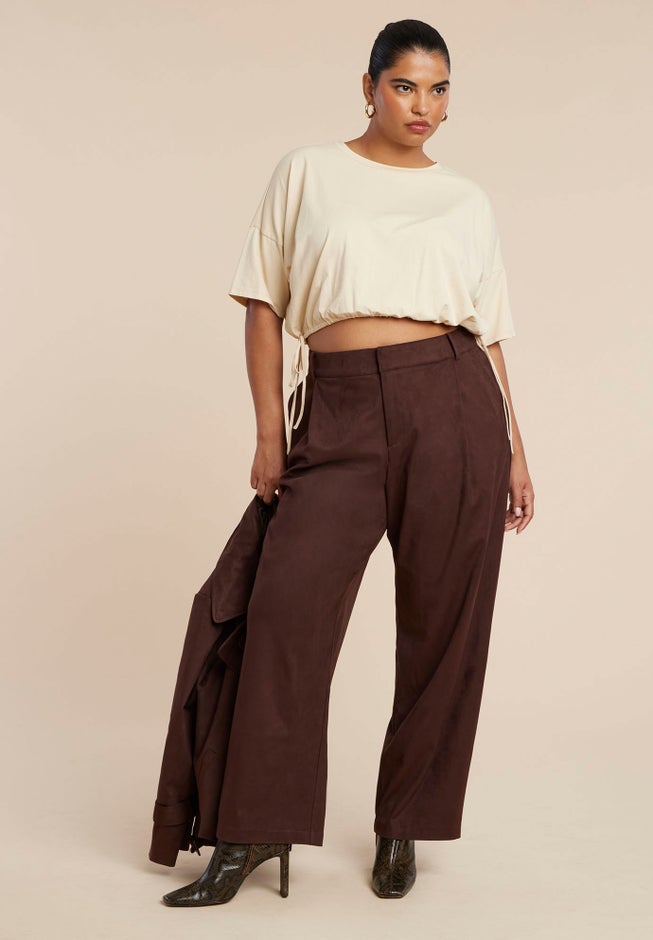 Faux Suede Wide Leg Pant image number 1