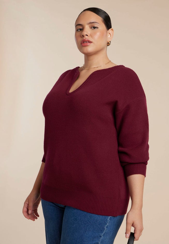 Deep V-Neck Sweater image number 1