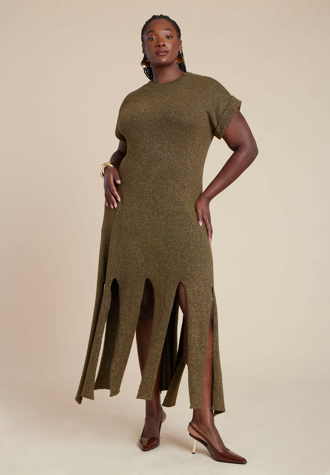 Lurex Sweater Dress W Fringes image number 2
