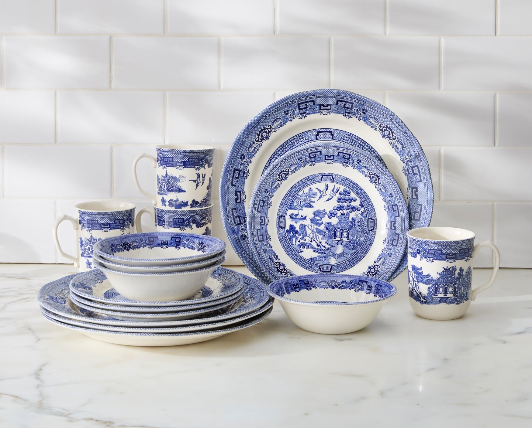16-PC. Blue Willow Dinnerware Set image number 0