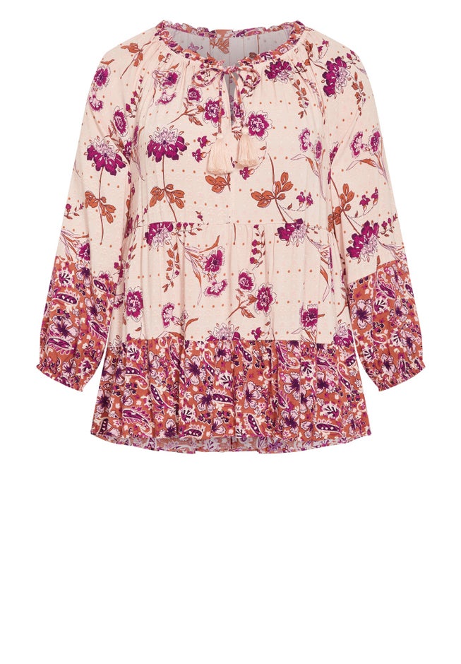 Imari Empire Waist Spliced Top image number 4