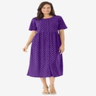 Button-Front Elbow-Sleeve Knit Dress image number null