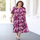 Button-Front Elbow-Sleeve Knit Dress image number 0